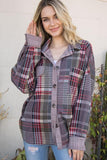 Jacquard Plaid Shacket, Red
