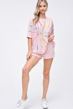 Tie Dye Henley Lounge Set, Pink