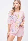 phil love tie dye waffle henley loung set