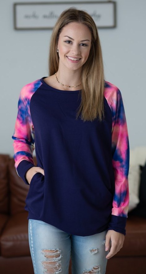 Raglan French terry Tie dye tunic top
