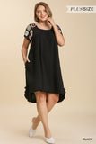 Crochet Sleeve Dress, Black