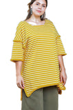 umgee striped & fringed tunic top plus size