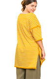 Striped & Fringed Top, Mustard