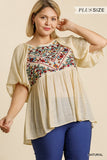Floral Embroidered Babydoll Top