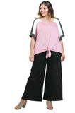 umgee Colorblocked Waist Tie Top plus size