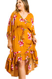 Floral High Low Midi Dress