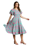 umgee usa Floral Tiered Pocket Midi Dress