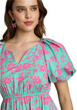 Floral Tiered Pocket Midi Dress