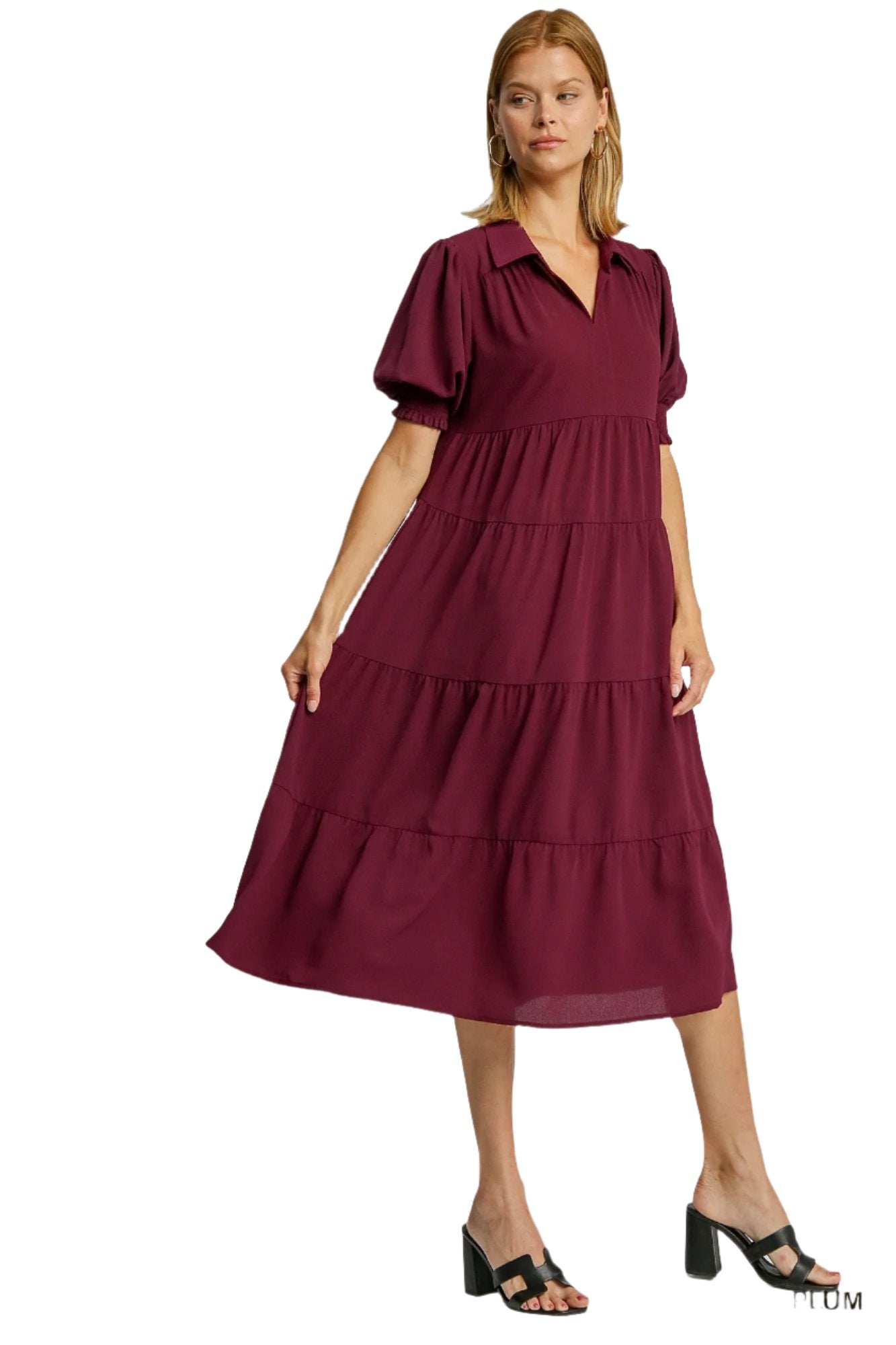 umgee usa cuff Sleeve Tiered Midi Dress Violet Skye Boutique umgee usa cuff Sleeve Tiered Midi Dress Violet Skye Boutique