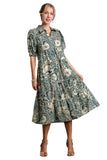 Abstract Print Midi Dress, Peacock