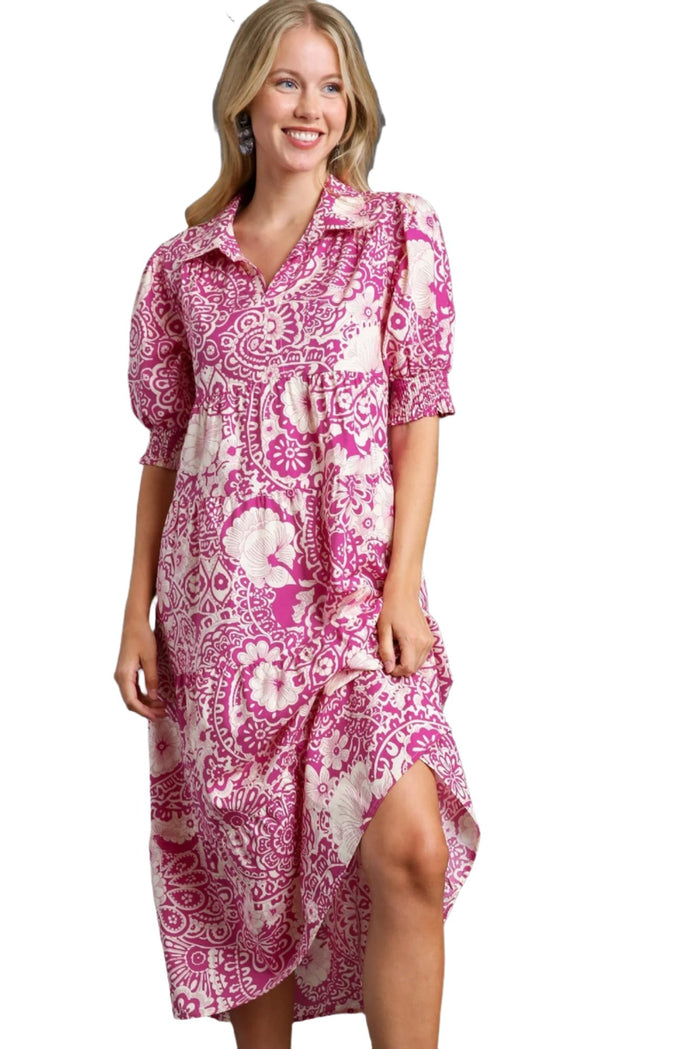 umgee usa Abstract Print Midi Dress