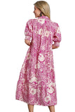 Abstract Print Midi Dress, Magenta