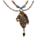 Michal Golan Deep Purple Multi Color Double Chain Oval Pendant Necklace