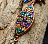 Michal Golan Deep Purple Multi Color Double Chain Oval Pendant Necklace