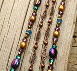 Michal Golan Deep Purple Multi Color Double Chain Oval Pendant Necklace