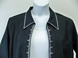 Crystal Trimmed Denim Jacket, Black