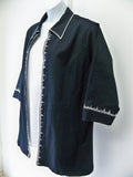 Crystal Trimmed Denim Jacket, Black