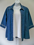 Crystal Trimmed Denim Jacket, Blue