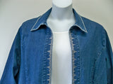 Crystal Trimmed Denim Jacket, Blue