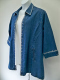 Crystal Trimmed Denim Jacket, Blue