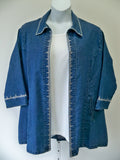 Crystal Trimmed Denim Jacket, Blue