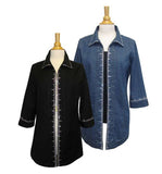 Crystal Trimmed Denim Jacket, Black