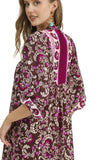 Border Print Floral Midi Dress