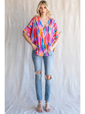 Feathers V-Neck Shift Top