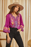 South Beach Embroidered Top, Magenta