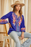 South Beach Embroidered Top, Cobalt