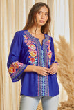 South Beach Embroidered Top, Cobalt