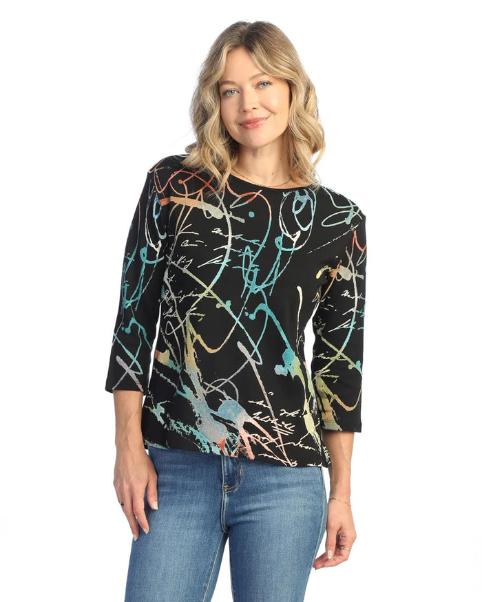 Jess & Jane Rhapsody Printed Cotton Top