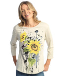 Cameo Printed Cotton Top, Oatmeal