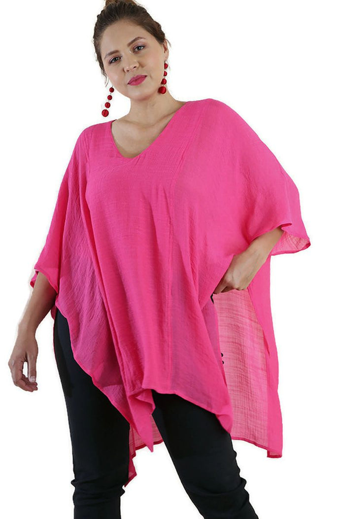Umgee V-Neck Caftan Tunic, Fuchsia
