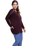 Floral Embroidered Top, Maroon