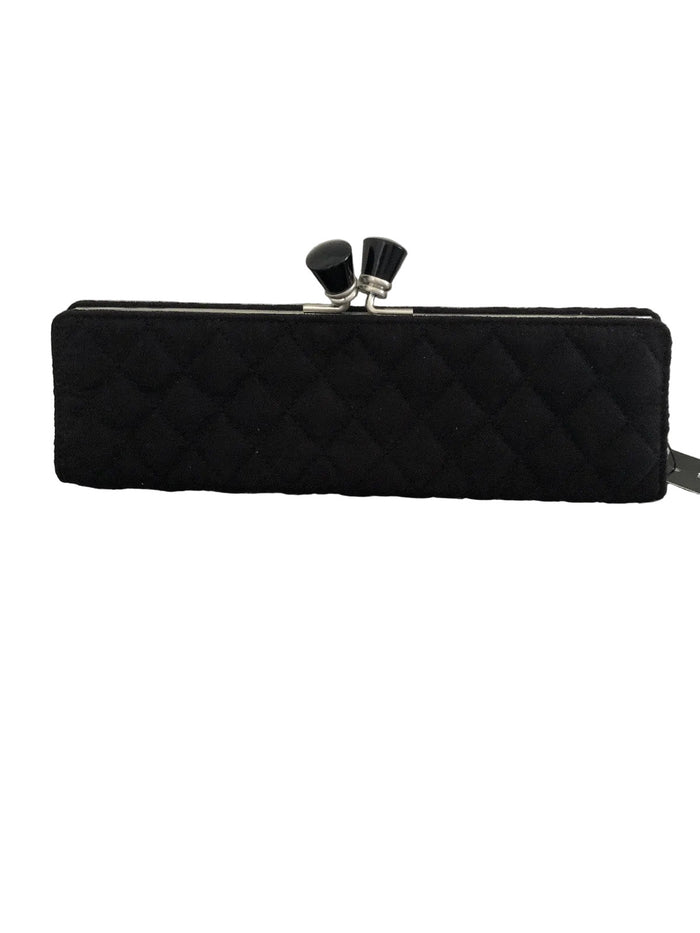 Sondra Roberts Black Fabric Quilted Clutch