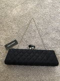 Sondra Roberts Black Fabric Quilted Clutch