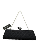 Sondra Roberts Black Fabric Quilted Clutch
