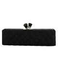 Sondra Roberts Black Fabric Quilted Clutch