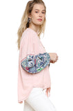 Paisley Puff Sleeve Knotted Top, Blush