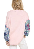 Paisley Puff Sleeve Knotted Top, Blush