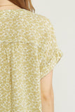 Floral Frayed Cotton Gauze Pocket Top, Kiwi