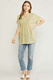 Floral Frayed Cotton Gauze Pocket Top, Kiwi
