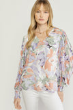 entro USA Floral Pleated Sleeve Top