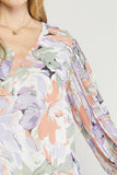 Floral Pleated Sleeve Blouse