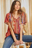 Floral Embroidered Striped Top
