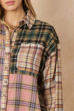 Color Block Plaid Flannel Top