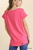 Distressed Top, Hot Pink