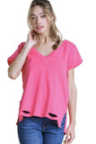 Distressed Top, Hot Pink