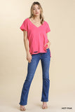 Distressed Top, Hot Pink